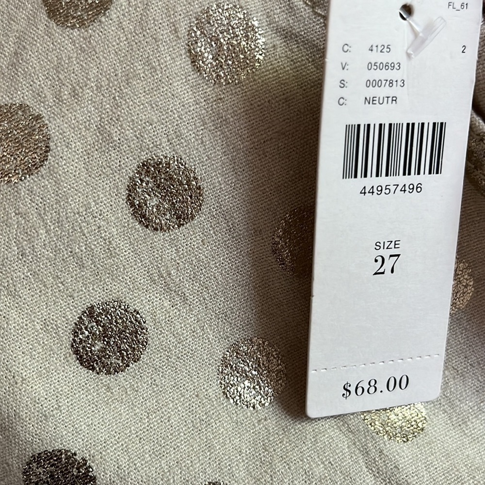 Anthropologie Gold Foil Polka Dots Linen Blend Bermuda Shorts Mid Rise - Picture 7 of 7